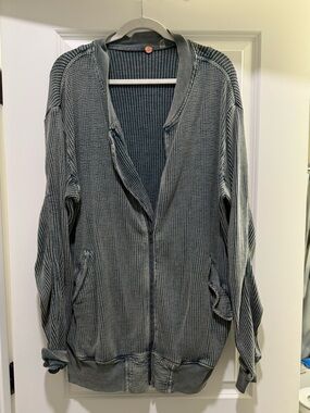 Free People FP One Lupo Bomber Cardi 
Washed Green
